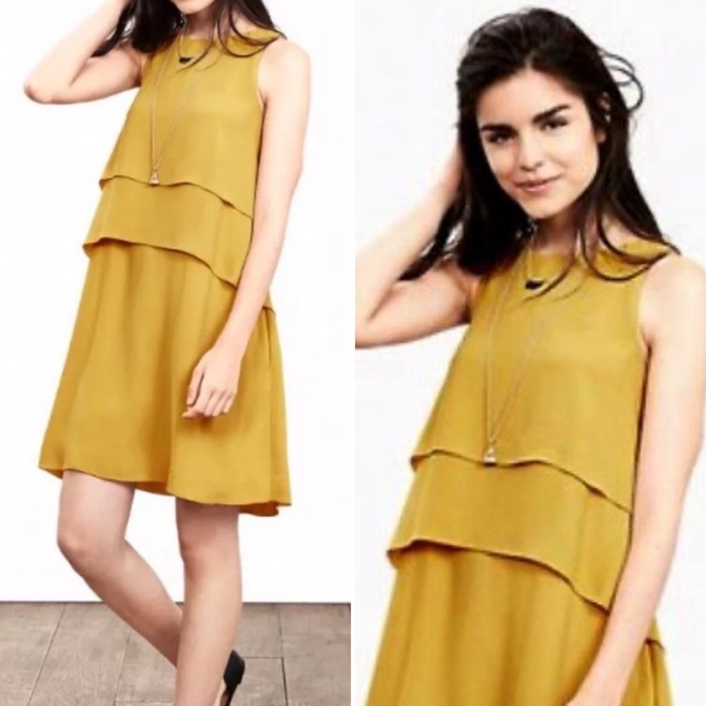 BANANA REPUBLIC Mustard Crepe Dress w/ POCKETS